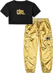 Betusline Girls 2 Piece Outfits Cute Activewear Fall Winter Clothing Set, 4T-14 Years