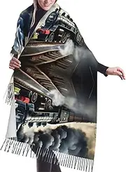 [DRTGEDS] Steam Train Clouds Scarfs For Women Fall Winter Scarves Pashmina Shawls And Wraps For All Season Christmas Gift