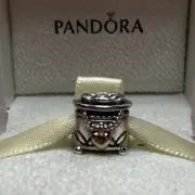 129B NWT AUTH PANDORA SS/14K TWO TONE PANDORA JEWELRY BOX CHARM #791019 RETIRED!