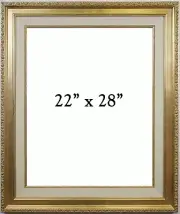 Vintage New Old Stock Large 5" Wide Ornate Antique Gold Art Picture Frame 22x28