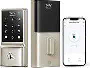 eufy Security Smart Lock C210, Keyless Entry Door Lock for Front Door, No Bridge Required, Easy Installation, Touchscreen Keypad Deadbolt Lock, App Remote Control, 4 AA Batteries Included, Nickel
