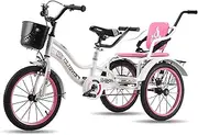 Three Wheel Bike, Adult Tricycle Bike 16 Inch Three Wheel Bike with Shopping Basket Trike Bike Bicycle for 3-5-6 Years Old Tricycle Cycling Pedalling