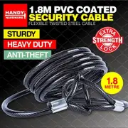 1 PK Security Cable Steel Handy Hardware PVC Coated Heavy Duty Secure 1.8m x 6mm