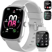 Smart Watch for Men Women Answer/Make Calls, 1.95" Curved Screen Smartwatch with Heart Rate Sleep Monitor, Fitness Watch with 110+ Sports Modes, IP68 Waterproof Fitness Tracker for iOS/Android, Gray