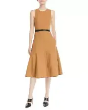 Narciso Rodriguez Camel Twill Sleeveless Fit-and-Flare Dress Sz 38 IT NWT $2095