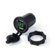 Dual USB Port Car Cigarette Lighter Socket Plug Red LED Voltmeter Display12/24V