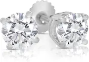 $7200 1.17 Carat Ct 2 Pc Diamond Stud Earrings Real Natural Round Solitaire 14k