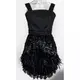 專櫃設計品牌rola dolls 安娜貝拉100%純蠶絲黑色立體花朵羽毛網紗蛋糕無袖洋裝 L號