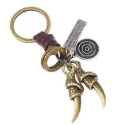 3Pcs Retro Woven Eagle Claw Keychain Bronze Sliver Keychain Punk Leather Keychain
