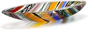 [Cá d'Oro] Murano Style Small Decorative Bowl and Centerpiece Boho with Colored Canes Hand Blown Art Glass Crystal for Home and Room Decoration - 50 MS