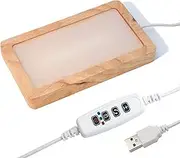 Rectangle Crystal Light Base with Timer & Adjustable Brightness - Oak Wood Display Stand for Glass Art, Crystal 3D Artworks (5.9"x3.3")