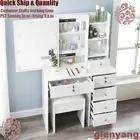 Dressing Table LED Lights Mirror Makeup Dresser Vanity Set Home Furniture White