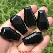 5pcs Naturtal Obsidian Mini Coffin Quartz Crystal Carved Skull polishing Reiki