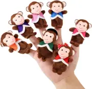 7Pcs Colorful Little Monkeys Finger Puppets, Pink Purple Orange Premium Plush Fi
