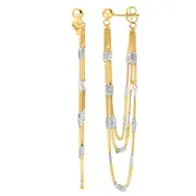 14K Yellow And White Gold Multi Stranded Fancy Chain Front And Back Style Drop Earrings
