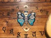 Ouija Board Blue Death Moth Skull Spiritual Afterlife Wooden Planchette Symbolic