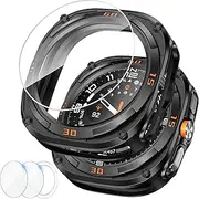 Goton Rugged Bezel Case for Samsung Galaxy Watch Ultra Screen Protector 47mm - Soft TPU Bumper Face Cover + 2 Tempered Glass Film for Galaxy Watch 7 Ultra 47mm Accessories