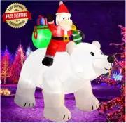 6 FT Inflable Navideno De Alto Sobre Oso Polar, Luces LED, Decoraciones Navidena