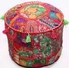 18" Indien Handmade Embroidered Ottoman Pouf Foot Stool Chair Cover Red Seating