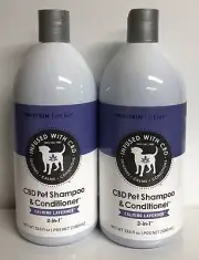 2 Pack Petkin ~ 2-in-1 Calming Lavender Pet Shampoo & Conditioner 33.8 fl oz Ea.