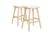 2X Bar Stool Padded Fabric Dining Chair Kanso 65Cm Beige Benches Bar Stools