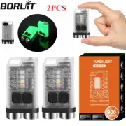 2pcs EDC Mini Pocket LED Flashlight Magnetic Rechargeable Torch Camp Light Lamps