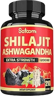 [Satoomi] Shilajit Pure Himalayan. With Ashwagandha Root - 210 Capsules - Shilajit Supplement - Fulvic Acid, Humic Acid, and 85+ Trace Minerals in Pure Shilajit