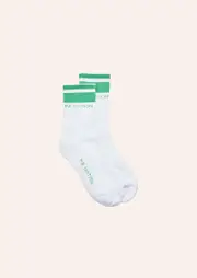 HOMAGE SOCK IN OPTIC WHITE & KELLY GREEN, M/L