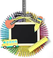 Sherr Teacher Handmade Crayon Wreath Teacher's Day Appreciation Gifts First Day of School Thank You Decor Gift Back to School Ornaments