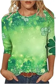 AEPTDEO St Patricks Day Outfits for Women Long Sleeve Crewneck Pullover Tops Blouse 2025 St.Patrick's Day Green Clover Shirt