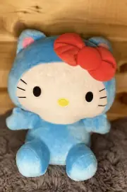 2017 Blue Costume Hello Kitty By Sanrio 12" Plush w/ Red Bow