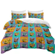 Panel of Multi Colored Cool Hipster Dog Quilt Cover