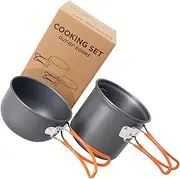GRIRIW 1Set Portable Camping Cooking Pot Outdoor Backpacking Cookware with Handle Non Stick Design for Hiking and Picnics Lightweight and Safe Cooking Equipment