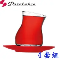 在飛比找PChome24h購物優惠-土耳其Pasabahce斜底花茶杯盤180cc-四套組