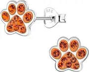 [ICYROSE] Solid 925 Sterling Silver with Crystal Paw Print Stud Earrings 5466 (Nickel Free)
