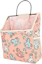 Hanging Storage Organiser Bag，Durable Linen Hangings with Hook Cotton Large Capacity Wall Door Hanging Dorm Room Home Storage (Color : White Pink, Size : One Size) (Color : Pink Light Blue, Size