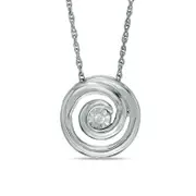 0.1 CT. Natural Diamond Solitaire Swirl Circle Pendant in Sterling Silver