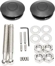 ANJOSHI 2 Pack Quick Release Latch Universal 2.44in/62mm Diameter Universal Aluminum Alloy Push Button Quick Latch Hood Pins Lock Clip Kit for Auto Car Hood Pins Lock (2 Pack-Black Pro)