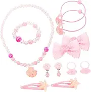 WEKAMOS 1Set Jewelry Shell Backpack Kit with Necklace Bracelet Hair Clips Rings Girl Jewelry Dress