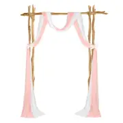 Wedding Arch Draping Fabric, 2 Panels 20 FT Backdrop, Light Rose Pink + White