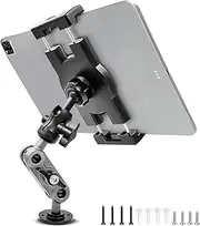 Aluminum Heavy Duty Drill Base Tablet Holder Car Mount Dashboard, 360° Adjustable 2-Stage Stand for 4.7-12.9" iPad Pro/Air/Mini/Samsung Galaxy Tab, for Car Truck Wall Desk Commercial Vehicle