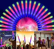[100 Pack] All-New Ultra Bright Glow Sticks RGB with 3 Modes LED Thunder Wand Party Sticks Flashing Lights for Wedding Rave Concert