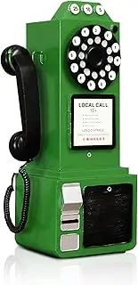 Antique Telephone - Rotary Dial Landline Phone Model Vintage Classic Phone Props Retro Wall Mounted Crafts Ornaments Cafe Bar Window Booth Decoration - 9.8''L x 6.3''W x 19.7''H, Green-A