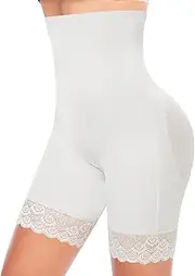 [YARRCO] Women's Tummy Control Underpants, Lace Bodice Pants, Body Shaper (White, 2XL)