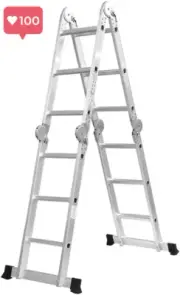 Multi-Purpose Aluminium Folding Ladder – 3.6M Extension 12 Rungs - Home, Garage