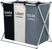 3 in 1 Large 135L Laundry Clothes Hamper Basket with Waterproof bags and Aluminum Frame (Multi)