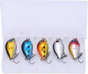 5Pcs 3cm Micro Fishing Lures, Eye Crankbaits with Treble Hooks, Floating Ultra Light Bait, Replacement Fish Hook Fishing Baits for Bass Trout