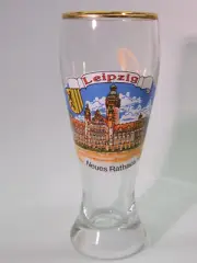 Gold Rim SHOT Booze Liquor Bockling GLASS ~ LEIPZIG Neues Rathaus ~ GERMANY
