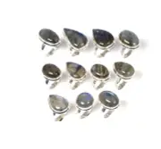Wholesale 11pc 925 Solid Sterling Silver Labradorite Ring Lot q324