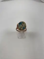 Handmade ~ Copper Wire Wrap ~ Glass Bead Ring ~ Size 7 #122
